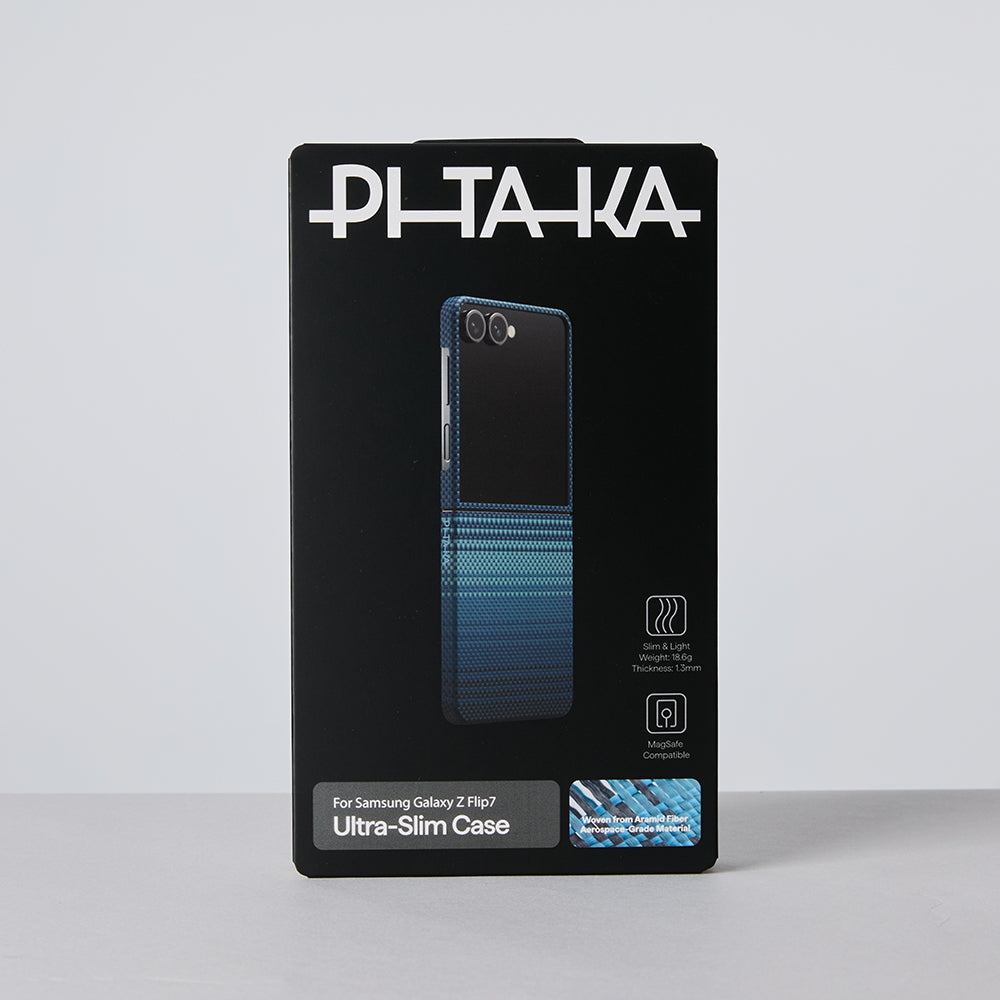 Pitaka Tactile Woven Sunset-Moonrise Serisi Galaxy Z Flip 7 M-safe Aramid Fiber Telefon Kılıfı Pitaka Tactile Woven Sunset-Moonrise Serisi Galaxy Z Flip 7 M-safe Aramid Fiber Telefon Kılıfı